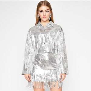 Dolls Kill silver sequin fringe western jacket